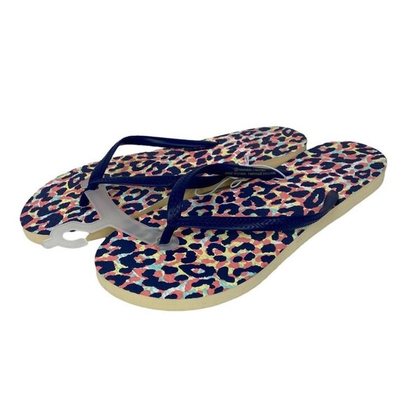 NEW Nordstrom Abound Leyo Flip Flops Leopard Print Pink Size 10 Sandals Blue - Picture 3 of 10